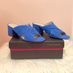 NIB Vince Camuto Stania Blue Block Heel Mule 8.5